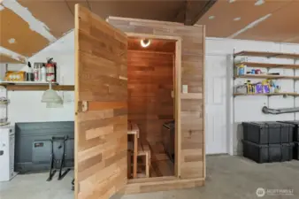 Dry sauna in garage