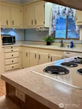 Kitchen cabinets have been repainted