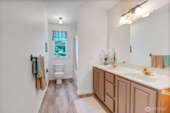 Main bath on upper floor, new flooring