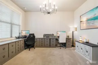 The large office is a great space to work from home.