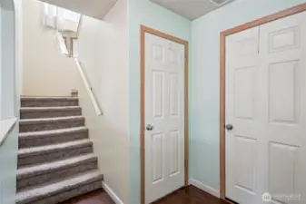 Spacious entryway with coat closet