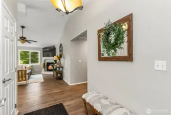 Entry hallway with coat closet