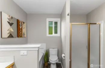 Separate shower in primary with great space