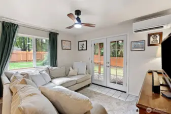 Secondary family room walks out the backyard!