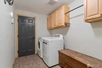 Large laundry room with space for extra refrigerator or freezer.