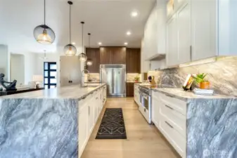 Waterfall Countertops on Island