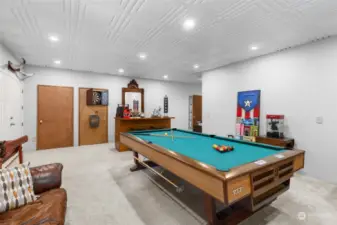 Game Room and Bar with Access to Back Patio and Multiple Storage Closets