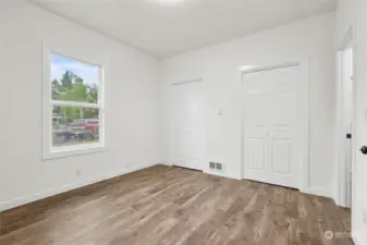 Double closets in the primary bedroom.