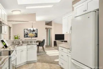 Kitchen Flows Into Dining Room & Living Room