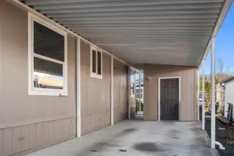 Tandem Carport with Storage Shed