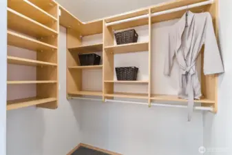 Walk-in closet in primary bedroom.