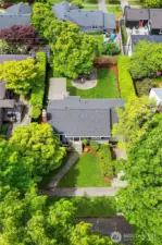 Tree-lined street with manicured front & back yards.