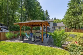 Gazebo w/ Beautiful Plantings.