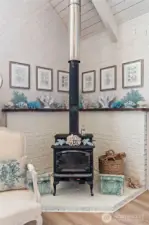 Wood burning fireplace to keep the place cozy