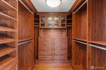 Custom built ins in this walk in closet.