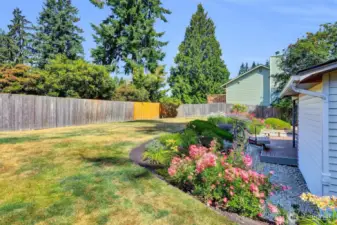 Fully fenced backyard.