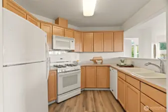 Kitchen with plenty of counter and storage space.