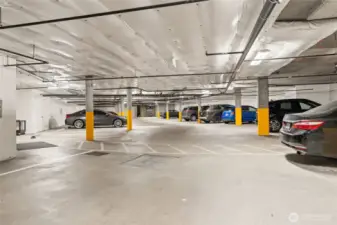 Gated garage. This unit comes with 2 assigned parking spaces + 2 storage lockers.
