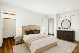 Primary bedroom virtually staged.