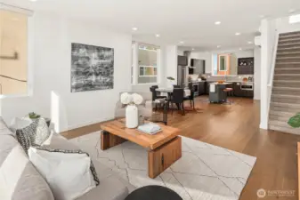 Huge open living, dining, and kitchen with dedicated space for everything!