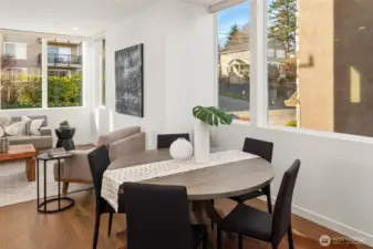 Huge open living, dining, and kitchen with dedicated space for everything!