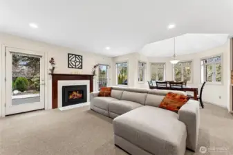 Family room with gas fireplace.