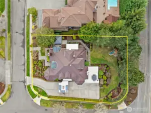 Aerial view of the corner lot.