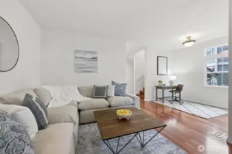 Family room and flex space for at home work space or use as an additional dining room