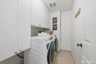 Conveniently located laundry room on upper level. Newer appliances will stay with the home.