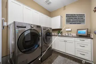 The laundry room is located on the first floor right off the garage