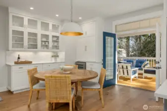 Built-in cabinets includea custim tile surround, drawers, a buffet and wine fridge. The deck was completely rebuilt!