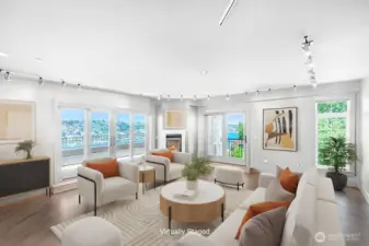 Virtually staged living room