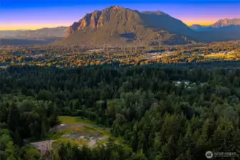 Nestled above the Snoqualmie/North Bend towns.
