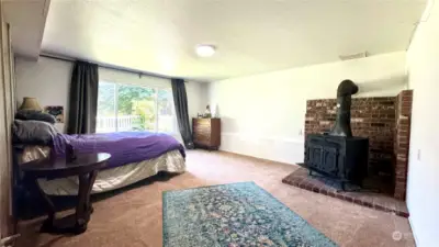 Downstairs 2nd Family Room with wood fire place