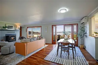 Dining area with an amazing view & french doors to the expansive deck.