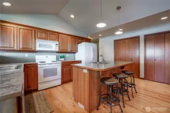 Kitchen with island and pantry
