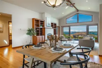 Living and Dining Rooms with hall to 2 bedrooms and full bath