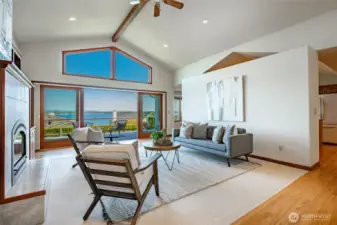 Living Room with kitchen around the corner