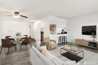 Staged living, dining and kitchen- AI image