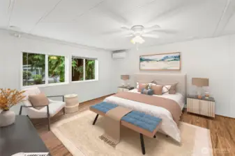 Primary Bedroom with Mini-split and large closet.