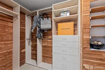 Cedar walk-in closets.