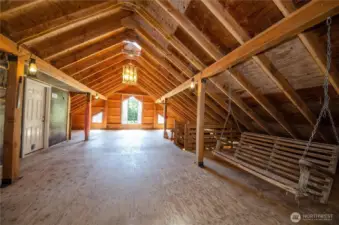 Upper barn level with hay drops into each stall & bunkroom