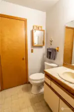 One half bathroom on the main level.