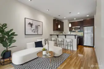 Open concept living room and kitchen