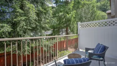 Enjoy your morning coffee on your fairly private balcony just off the living room with tree lined views.