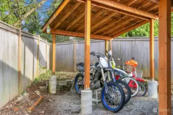 Covered toy storage.