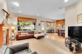 Family room with gas fireplace.