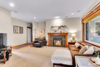 Family room with gas fireplace.