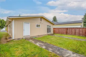 Mostly fenced yard