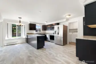 Sunny kitchen overlooking the yard